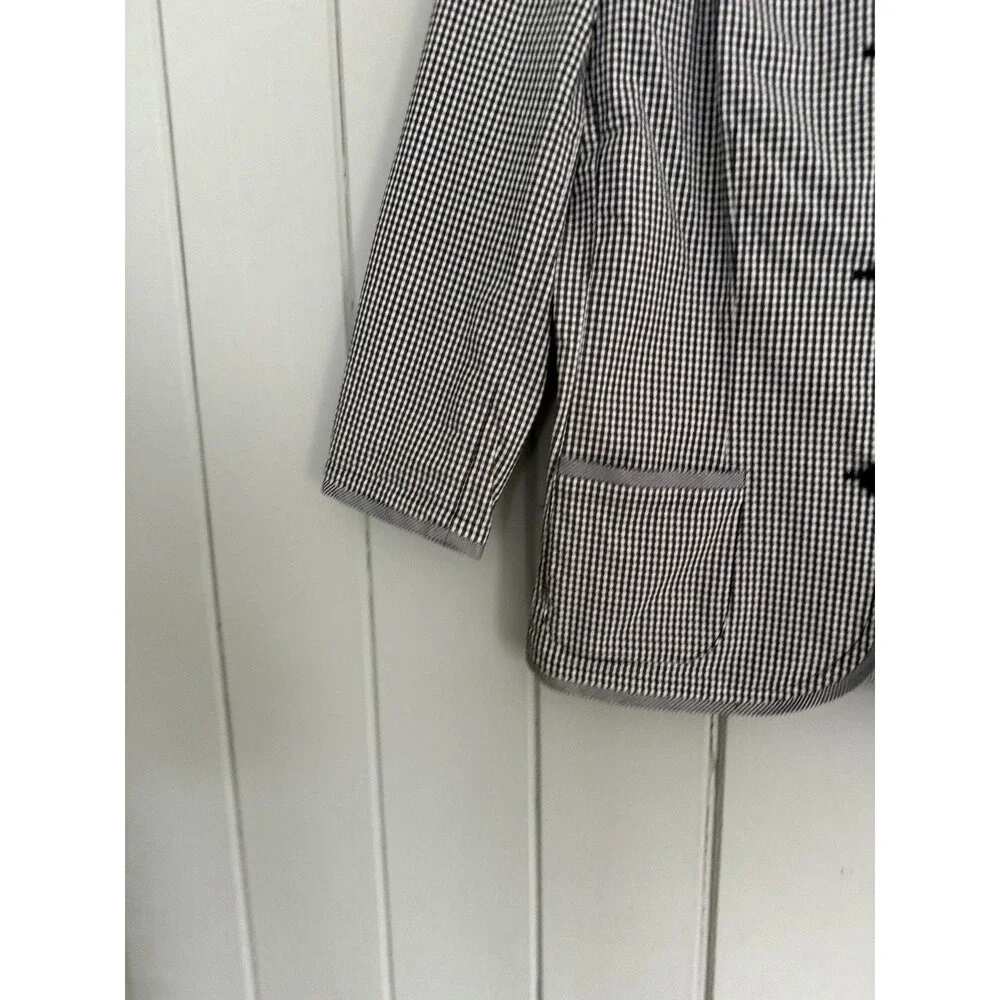 Talbots Gingham Blazer 6 Stretch Black White Cotton Poplin Sprint Summer - Picture 3 of 8